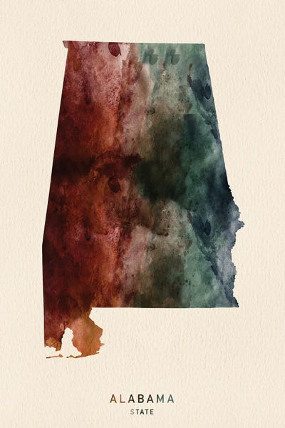 Alabama: Alabama State Map Desert Style by WallDecorAddict