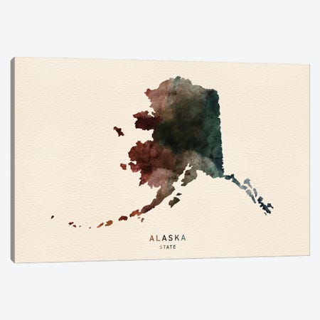 Alaska State Map Desert Style Canvas Print #WDA2566} by WallDecorAddict Canvas Art