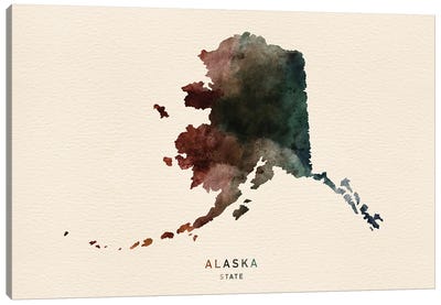Alaska State Map Desert Style Canvas Art Print - WallDecorAddict