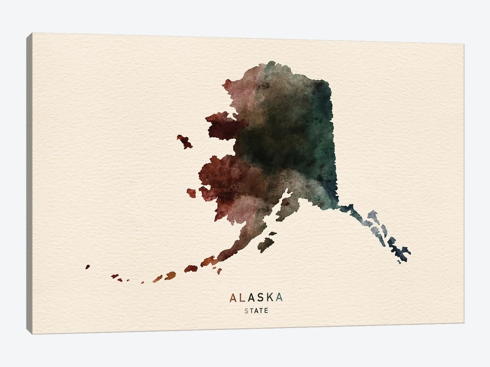 Alaska State Map Desert Style by WallDecorAddict 1-piece Canvas Artwork