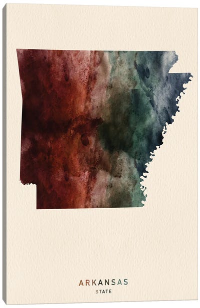 Arkansas State Map Desert Style Canvas Art Print - Arkansas Art