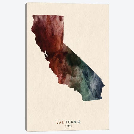 California State Map Desert Style Canvas Print #WDA2569} by WallDecorAddict Canvas Art Print