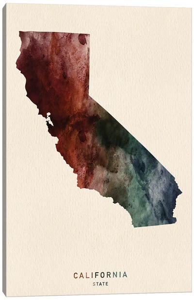 California State Map Desert Style Canvas Art Print - WallDecorAddict