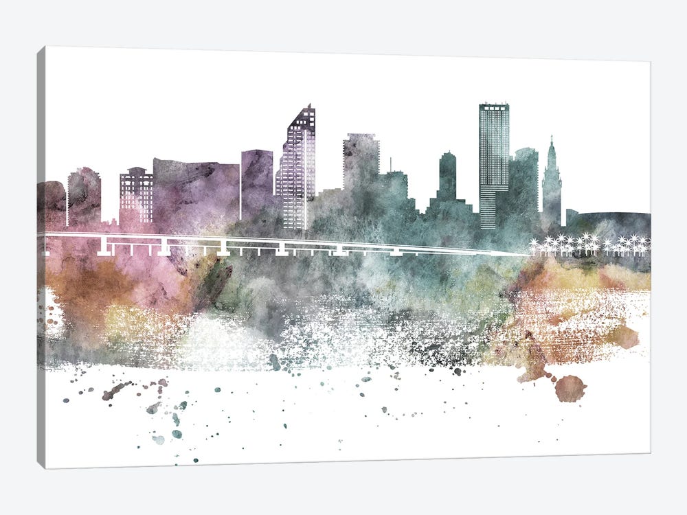 Miami Pastel Skylines by WallDecorAddict 1-piece Canvas Print