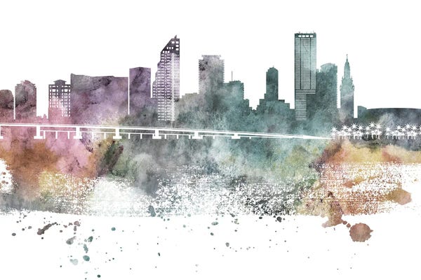 Miami Skylines: Miami Pastel Skylines by WallDecorAddict