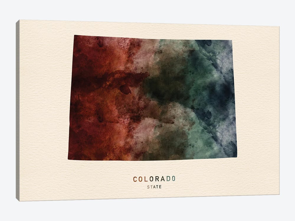 Colorado State Map Desert Style by WallDecorAddict 1-piece Canvas Print
