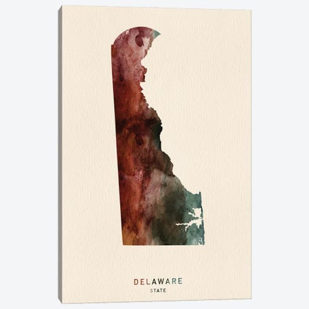 Delaware State Map Desert Style Canvas Print #WDA2572} by WallDecorAddict Canvas Art