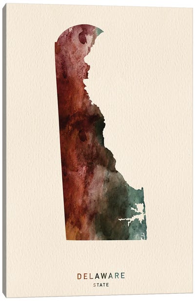 Delaware State Map Desert Style Canvas Art Print - WallDecorAddict