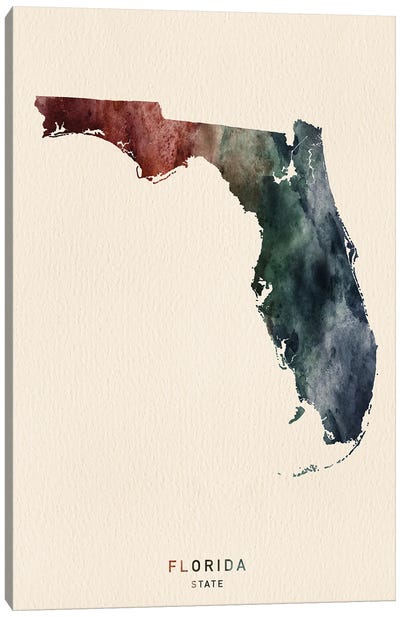 Florida State Map Desert Style Canvas Art Print - WallDecorAddict