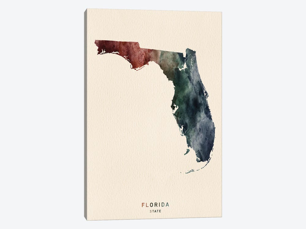 Florida State Map Desert Style by WallDecorAddict 1-piece Canvas Wall Art
