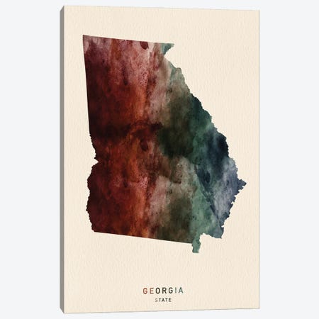Georgia State Map Desert Style Canvas Print #WDA2574} by WallDecorAddict Canvas Print