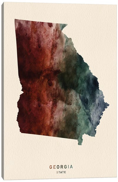 Georgia State Map Desert Style Canvas Art Print - WallDecorAddict