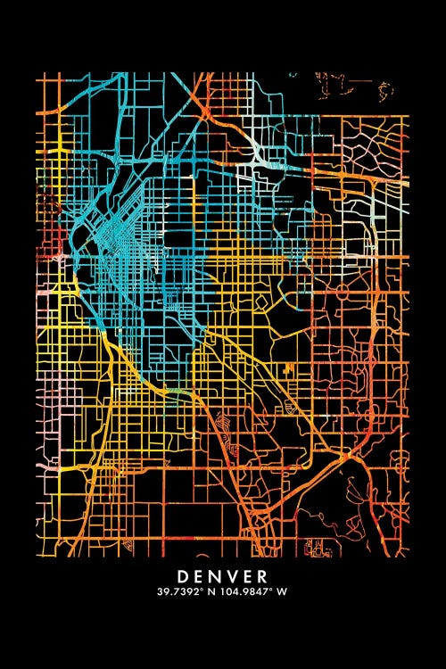 Denver City Map, Shade Of Orange