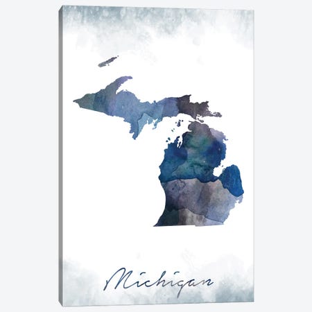 Michigan State Bluish Canvas Print #WDA258} by WallDecorAddict Canvas Artwork