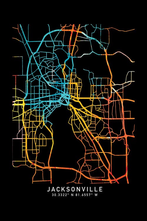 Jacksonville City Map, Shade Of Orange
