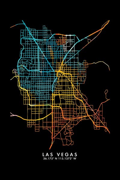 Las Vegas: Las Vegas City Map, Shade Of Orange by WallDecorAddict