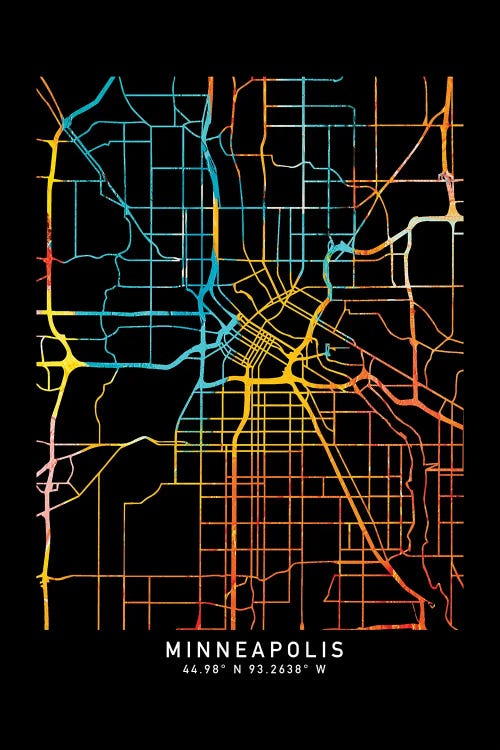 Minneapolis, MN, City Map, Shade Of Orange