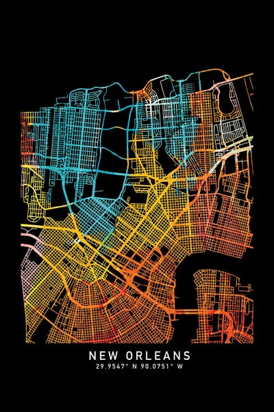 Louisiana: New Orleans City Map, Shade Of Orange by WallDecorAddict