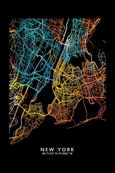 Canvas Print: New York City Map, Shade Of Orange by WallDecorAddict
