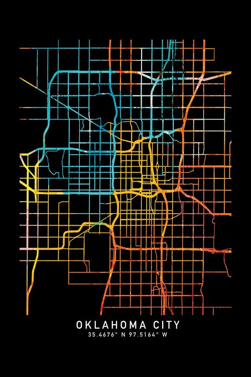 Oklahoma City Map, Shade Of Orange