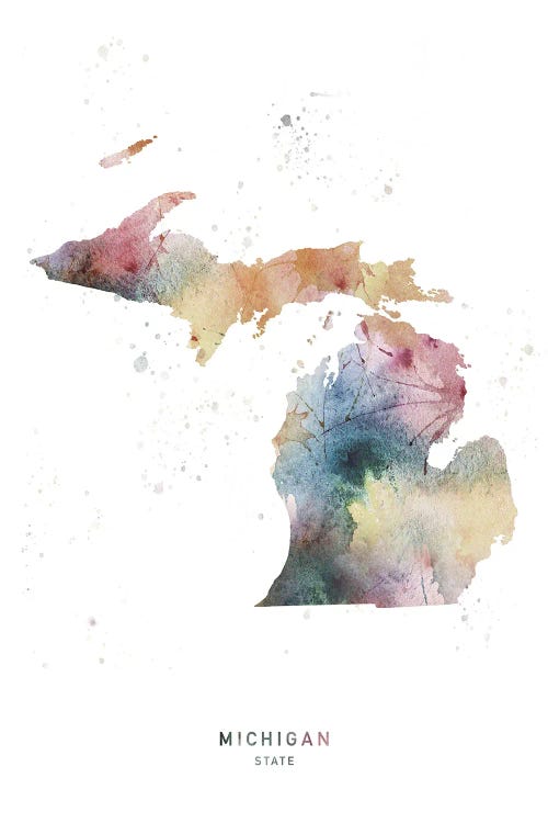 Michigan State Watercolor by WallDecorAddict canvas print
