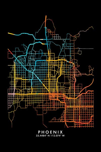 Phoenix: Phoenix City Map, Shade Of Orange by WallDecorAddict