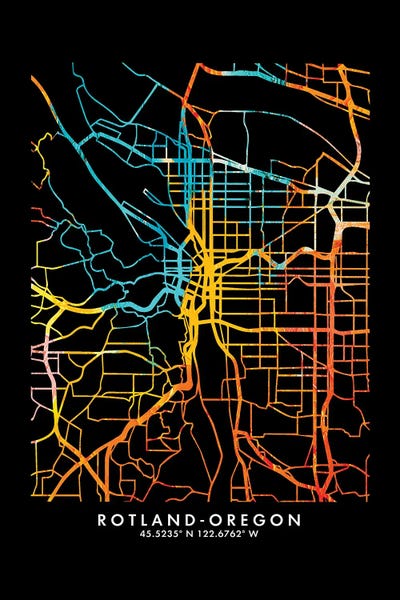 Portland: Portland Oregon City Map, Shade Of Orange by WallDecorAddict