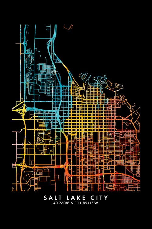Salt Lake City Map, Shade Of Orange