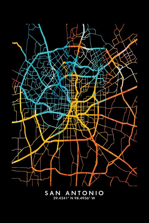 San Antonio City Map, Shade Of Orange