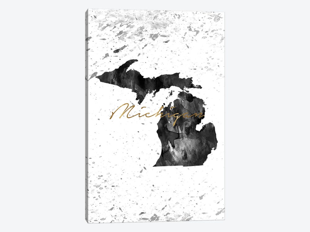 Michigan Black And White Gold by WallDecorAddict 1-piece Canvas Print