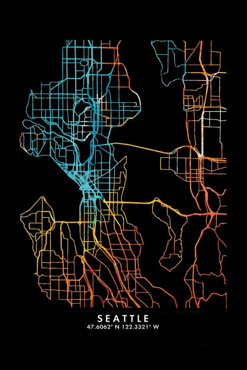 Seattle City Map, Shade Of Orange