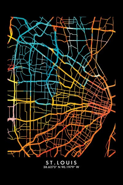 Missouri: St Louis City Map, Shade Of Orange by WallDecorAddict