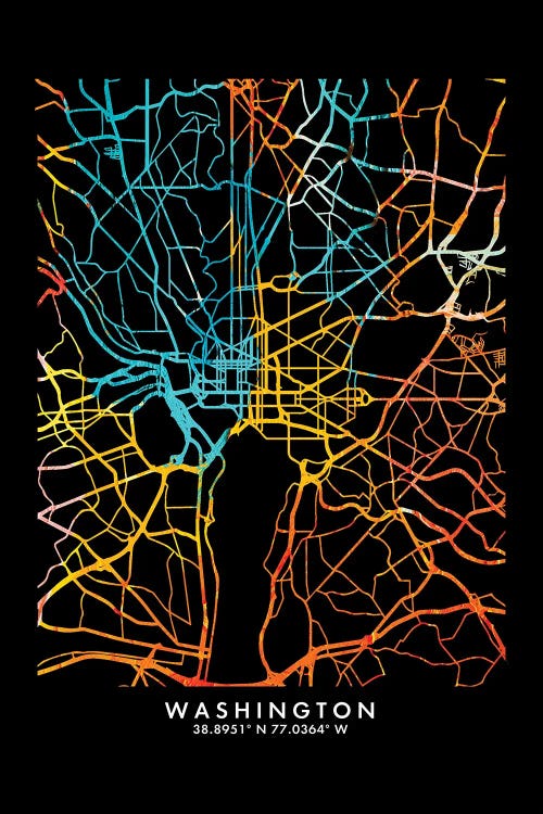 Washington City Map, Shade Of Orange