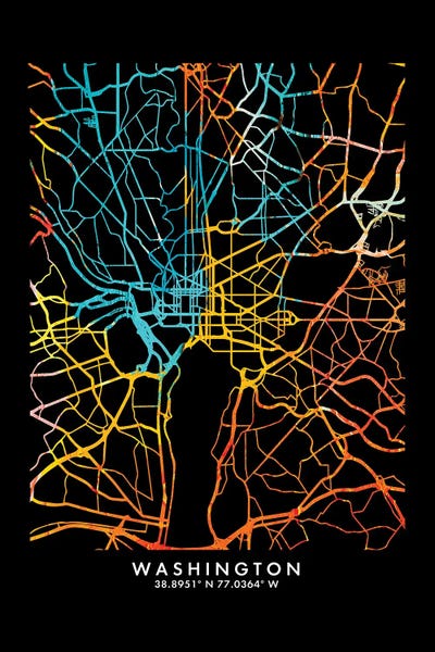Washington City Map, Shade Of Orange