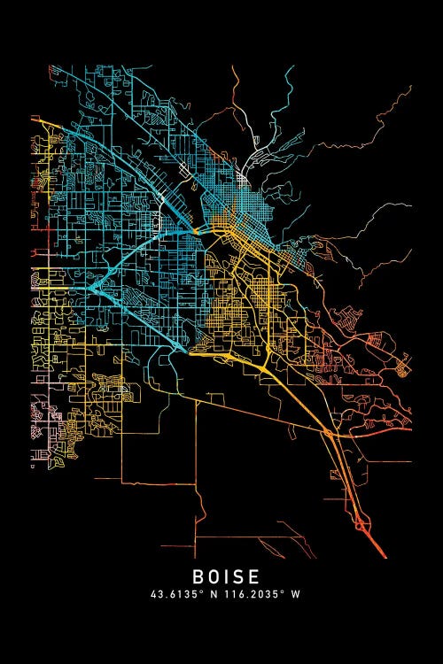 Boise City Map, Shade Of Orange