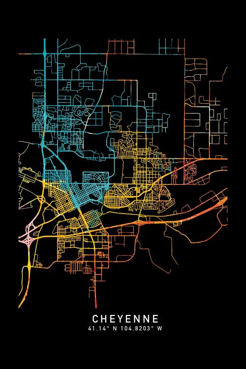 Cheyenne, WY, City Map, Shade Of Orange