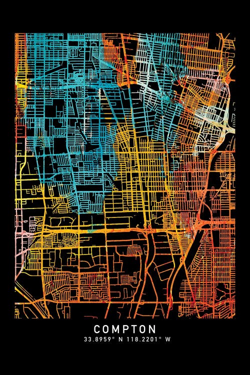 Compton City Map, Shade Of Orange