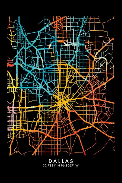 Dallas City Map, Shade Of Orange