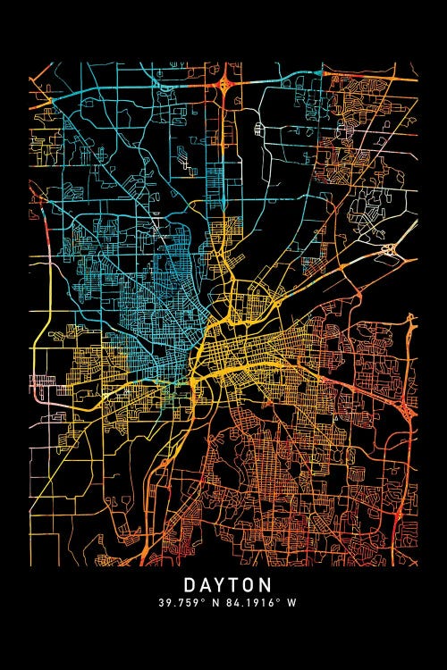 Dayton, OH, City Map, Shade Of Orange