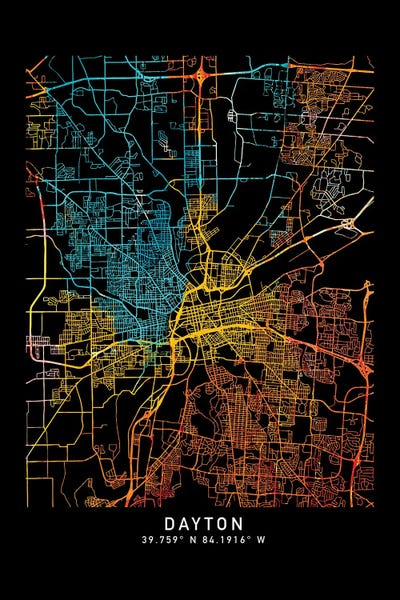 Dayton, OH, City Map, Shade Of Orange