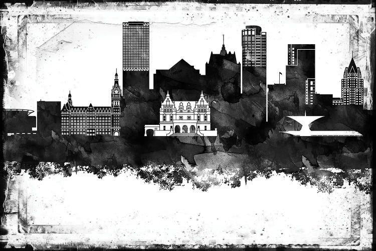 Milwaukee Black And White Framed Skylines