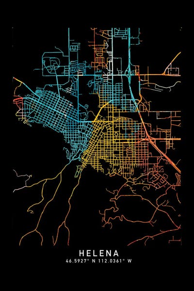 Montana: Helena, MT, City Map, Shade Of Orange by WallDecorAddict