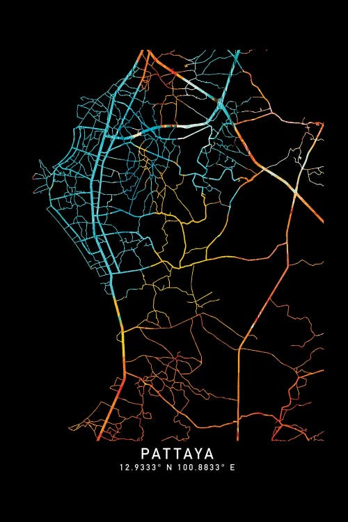 Pattaya City Map, Shade Of Orange