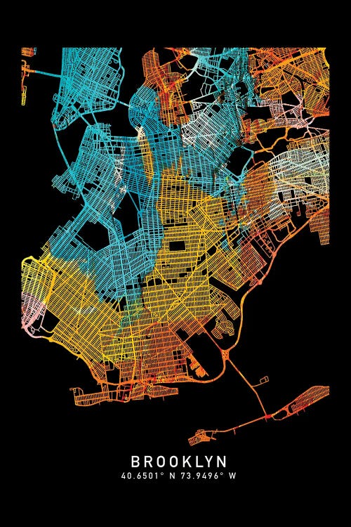 Brooklyn, NY, City Map, Shade Of Orange