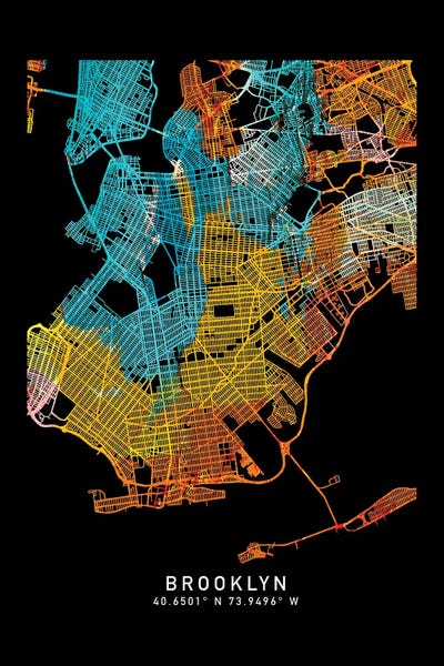 Brooklyn: Brooklyn, NY, City Map, Shade Of Orange by WallDecorAddict