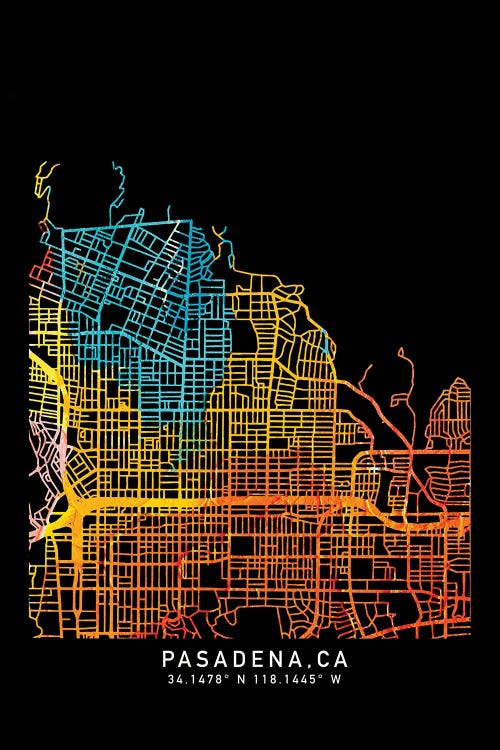 Pasadena, CA, City Map, Shade Of Orange