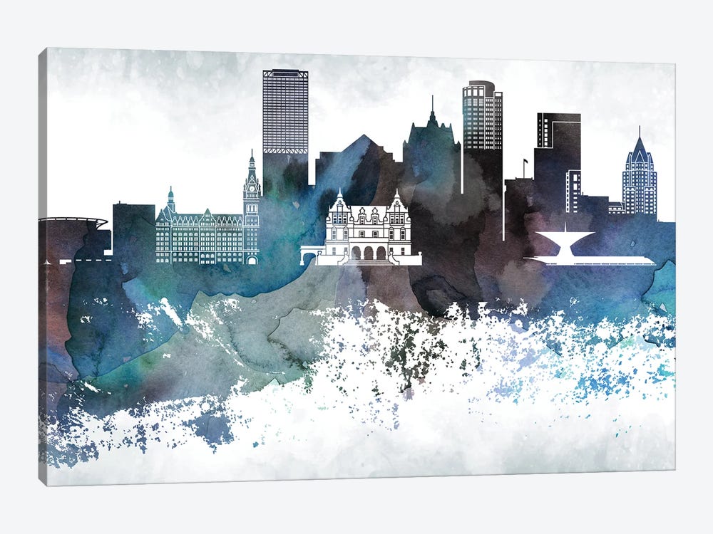 Milwaukee Bluish Skylines by WallDecorAddict 1-piece Canvas Artwork