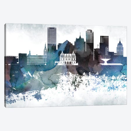 Milwaukee Bluish Skylines Canvas Print #WDA264} by WallDecorAddict Canvas Art