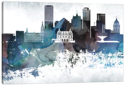 Milwaukee Bluish Skylines Canvas Art Print - WallDecorAddict