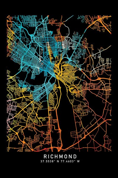 Virginia: Richmond City Map, Shade Of Orange by WallDecorAddict